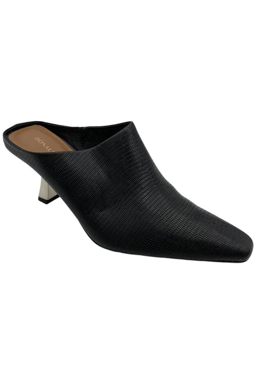 Donald Pliner Women's Buena Mule Heels Lizard Print Black - Medium